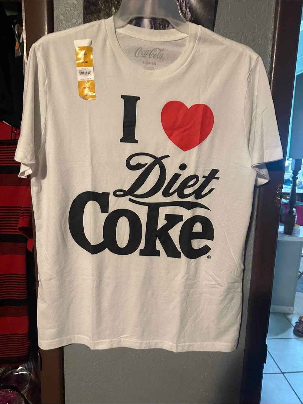 Coca-Cola White Tee with Red Heart and Black 'Diet Coke' Print